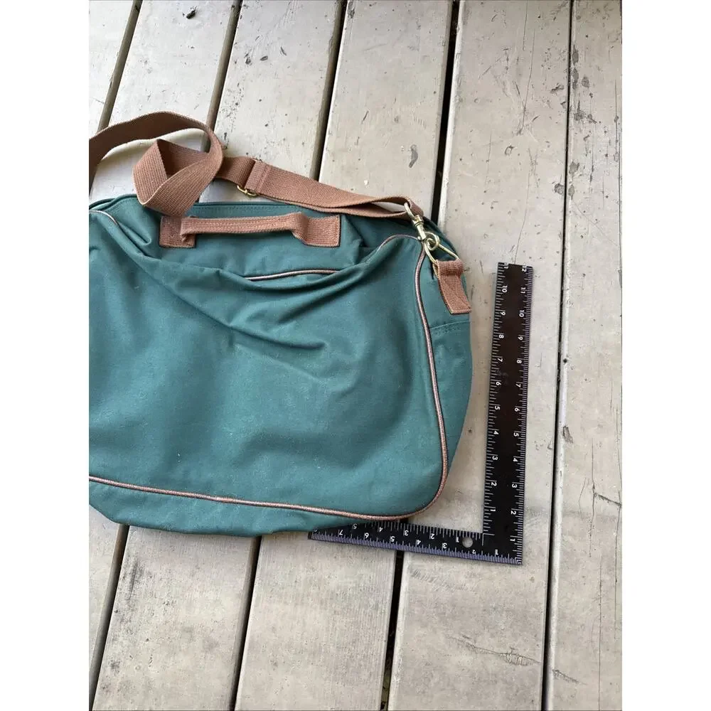 ⁠Vintage Polo Ralph Lauren Green Canvas Travel Duffle Shoulder Messenger Bag 90s